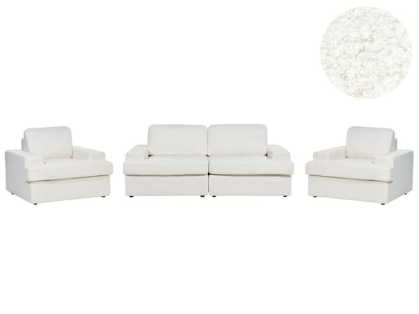 Sofasæt Hvid Boucle 5 Personers Sofagruppe Flydersofa Design Stue Indretning Sofa og Lænestol Sæt