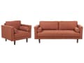 Miniatyrbillede 1 af 11: Sofasæt Brun Stof 4 Personers Sofagruppe 3 1 Sofa og Lænestol Sæt Design Stue Indretning