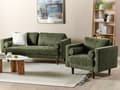 Miniatyrbillede 2 af 11: Sofasæt Grøn Stof 4 Personers Sofagruppe 3 1 Sofa og Lænestol Sæt Design Stue Indretning