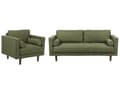 Miniatyrbillede 1 af 11: Sofasæt Grøn Stof 4 Personers Sofagruppe 3 1 Sofa og Lænestol Sæt Design Stue Indretning