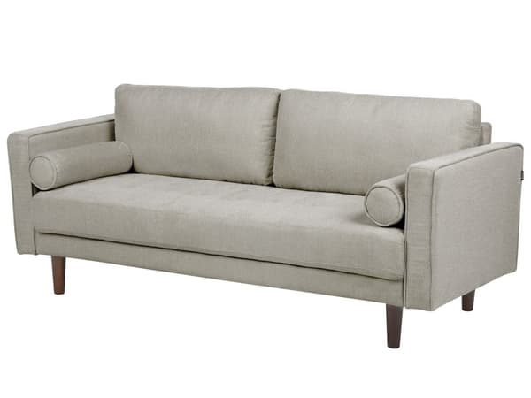 Soffgrupp Taupe tyg stoppad 3-sits med fåtölj vadderad tjockt stoppad rygg Klassiskt Retro Design Vardagsrum