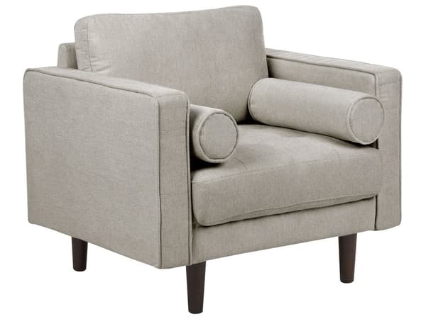 Soffgrupp Taupe tyg stoppad 3-sits med fåtölj vadderad tjockt stoppad rygg Klassiskt Retro Design Vardagsrum