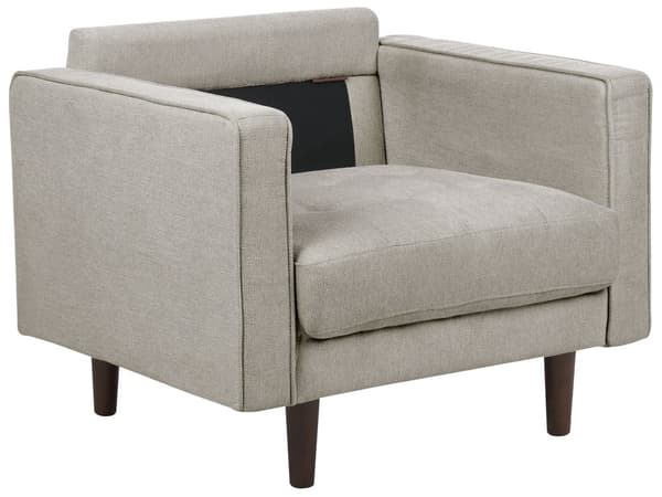 Soffgrupp Taupe tyg stoppad 3-sits med fåtölj vadderad tjockt stoppad rygg Klassiskt Retro Design Vardagsrum