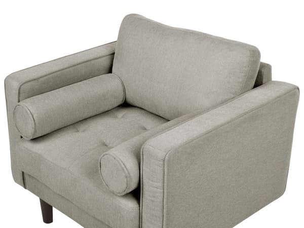 Soffgrupp Taupe tyg stoppad 3-sits med fåtölj vadderad tjockt stoppad rygg Klassiskt Retro Design Vardagsrum