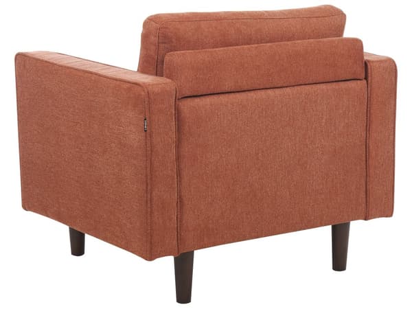 Soffgrupp Guldbrun tygklädd 3-sits med fåtölj Vadderad Tjockt stoppad Rygg Klassiskt Retro Design Vardagsrum