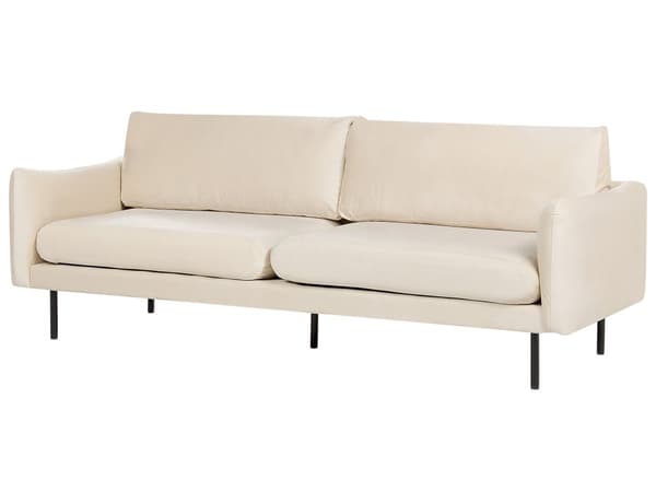 Sohvaryhmä vaalea beige viidelle samettiverhoilu alumiinijalat pehmusteet moderni retro