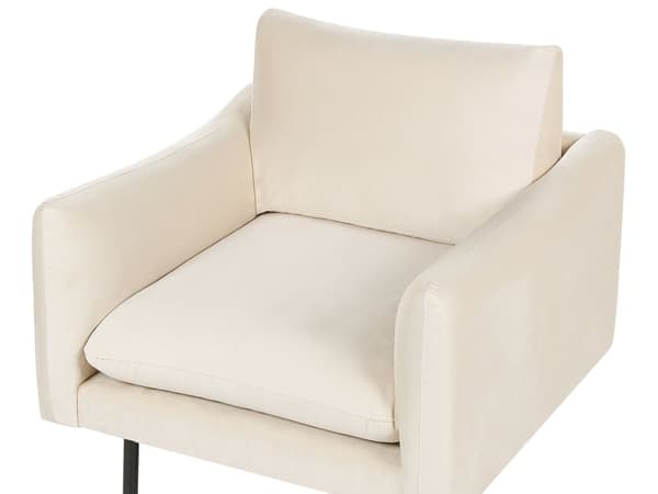 Sohvaryhmä vaalea beige neljälle samettiverhoilu alumiinijalat pehmusteet moderni retro