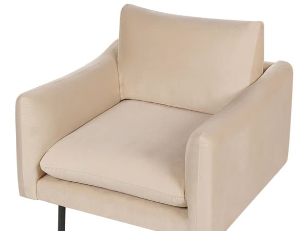 Sohvaryhmä beige neljälle samettiverhoilu alumiinijalat pehmusteet moderni retro