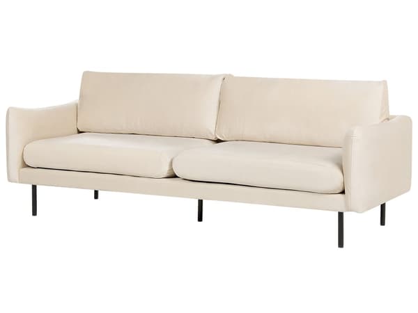 Gruppe af sofaer lys beige 4-personers fløjlspolstring aluminiumsben hynder moderne retro