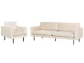 Miniatyrbillede 1 af 11: Gruppe af sofaer lys beige 4-personers fløjlspolstring aluminiumsben hynder moderne retro