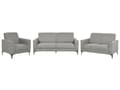 Miniatyrbild 1 av 11: Soffgrupp Grå Polyestertyg Klädsel 3 + 2 + 1 Sits Loveseat Soffa Fåtölj Vardagsrum Möbler