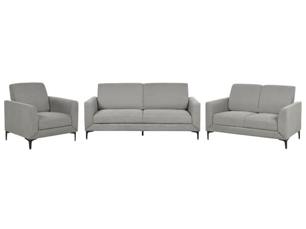 Soffgrupp Grå Polyestertyg Klädsel 3 + 2 + 1 Sits Loveseat Soffa Fåtölj Vardagsrum Möbler