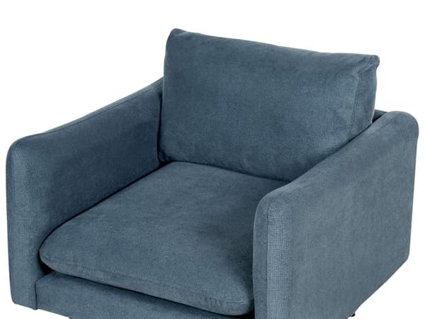 Sohvaryhmä sininen chenille kangas verhoilu alumiinijalat neljälle pehmusteet sohva ja nojatuoli moderni retro tyyli