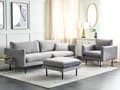 Miniatyrbillede 2 af 11: Sofasæt Grå Velour 5 Personers Sofagruppe Moderne Design Stue Indretning Sofa og Lænestol Sæt Fodskammel