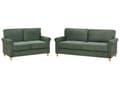 Miniatyrbillede 4 af 11: Gruppe af sofaer i mørkegrøn fløjl træramme 5-personers 2+3 klassisk retrostil stue opholdsrum