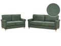 Miniatyrbillede 1 af 11: Gruppe af sofaer i mørkegrøn fløjl træramme 5-personers 2+3 klassisk retrostil stue opholdsrum