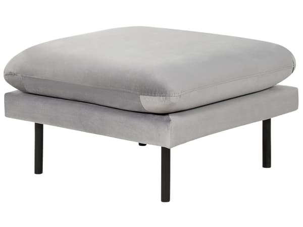 Soffgrupp med Fotpall Grå Sammetstyg Svarta Ben Hörnsoffa 3-sits Fåtölj Fotpall Modern Retrostil