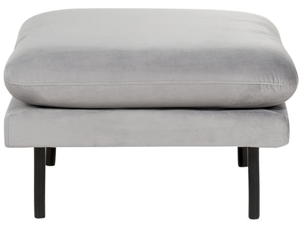Soffgrupp med Fotpall Grå Sammetstyg Svarta Ben Hörnsoffa 3-sits Fåtölj Fotpall Modern Retrostil