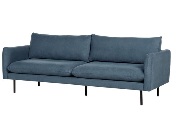 Soffgrupp Blå Chenille Svarta ben Hörnsoffa 4-sits Fåtölj Fotpall Modern retrostil Vardagsrum