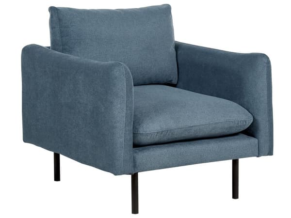 Soffgrupp Blå Chenille Svarta ben Hörnsoffa 4-sits Fåtölj Fotpall Modern retrostil Vardagsrum