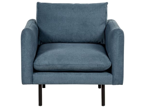 Soffgrupp Blå Chenille Svarta ben Hörnsoffa 4-sits Fåtölj Fotpall Modern retrostil Vardagsrum