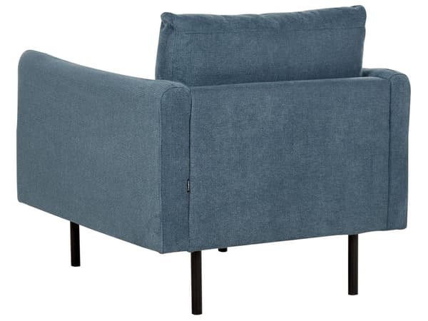 Soffgrupp Blå Chenille Svarta ben Hörnsoffa 4-sits Fåtölj Fotpall Modern retrostil Vardagsrum