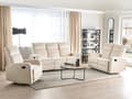 Miniatyrbild 2 av 11: Soffgrupp Manuell Lutningsfunktion Vit Sammetsklädsel 3 och 2-sits Fåtölj Soffa Modern Design Avslappningsfunktion