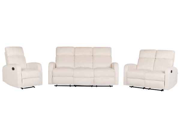 Soffgrupp Manuell Lutningsfunktion Vit Sammetsklädsel 3 och 2-sits Fåtölj Soffa Modern Design Avslappningsfunktion