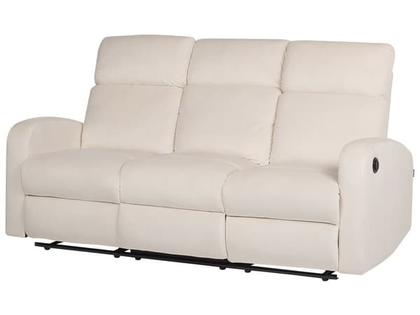 Elektrisk Soffgrupp med Lutningsfunktion Vit Sammetsklädsel 3 och 2-sits Fåtölj Soffa Modern Design Avslappningsfunktion