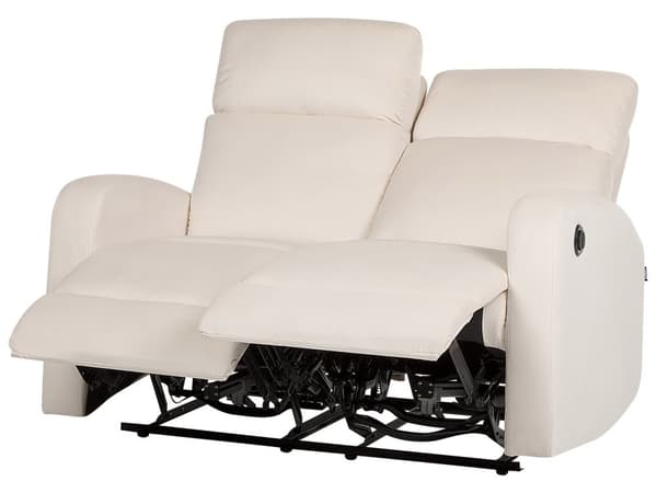 Elektrisk Soffgrupp med Lutningsfunktion Vit Sammetsklädsel 3 och 2-sits Fåtölj Soffa Modern Design Avslappningsfunktion