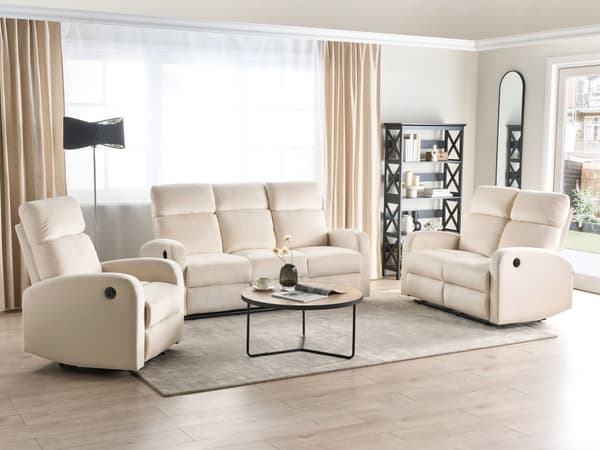 Elektrisk hvilesofa sæt hvid velour polstret 3 og 2 personers lænestol sofa moderne design slappe af funktion