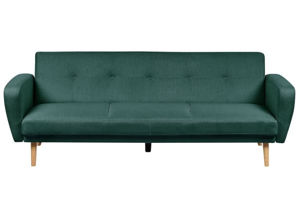 Soffgrupp Grönt Tyg 3 + 2 + 1 sits Fotpall Sovfunktion Retro Vardagsrum