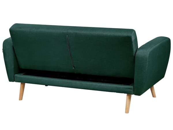 Soffgrupp Grönt Tyg 3 + 2 + 1 sits Fotpall Sovfunktion Retro Vardagsrum