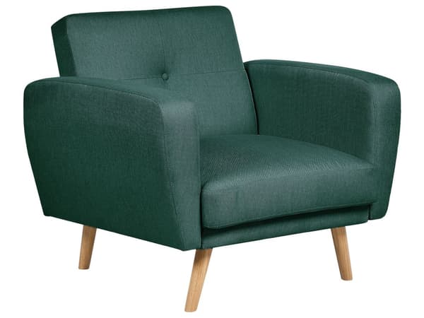Soffgrupp Grönt Tyg 3 + 2 + 1 sits Fotpall Sovfunktion Retro Vardagsrum