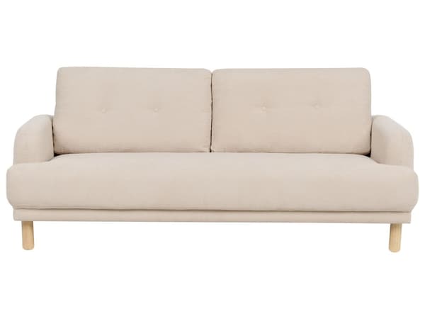 Sohvaryhmä beige vakosametti verhoiltu puujalat neljälle nappikoristeltu olohuoneen retro minimalistinen tyyli