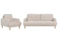 Pikkukuva 5 / 11: Sohvaryhmä beige bukleekangas verhoiltu puujalat neljälle nappikoristeltu olohuoneen retro minimalistinen tyyli