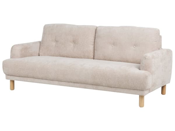 Sohvaryhmä beige bukleekangas verhoiltu puujalat neljälle nappikoristeltu olohuoneen retro minimalistinen tyyli