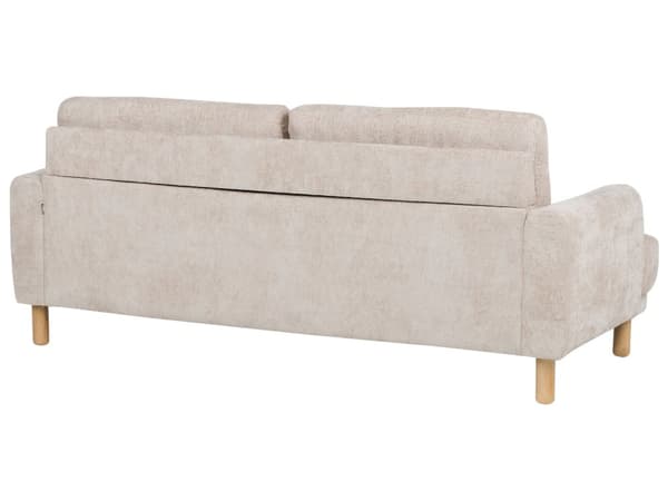 Sohvaryhmä beige bukleekangas verhoiltu puujalat neljälle nappikoristeltu olohuoneen retro minimalistinen tyyli