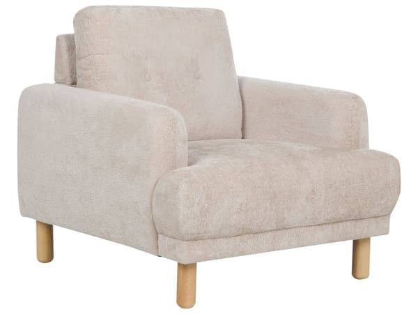 Sohvaryhmä beige bukleekangas verhoiltu puujalat neljälle nappikoristeltu olohuoneen retro minimalistinen tyyli
