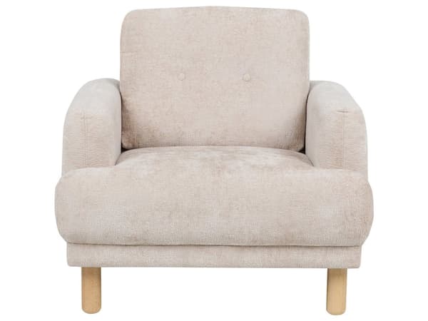 Sohvaryhmä beige bukleekangas verhoiltu puujalat neljälle nappikoristeltu olohuoneen retro minimalistinen tyyli