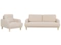 Miniatyrbild 5 av 11: Soffgrupp 3-sits Soffa Fåtölj Beige Manchestertyg Träben Loveseat Retro Minimalistiska Vardagsrumsmöbler
