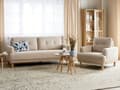 Miniatyrbild 2 av 11: Soffgrupp 3-sits Soffa Fåtölj Beige Manchestertyg Träben Loveseat Retro Minimalistiska Vardagsrumsmöbler