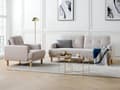 Miniatyrbild 2 av 11: Soffgrupp 3-sits Soffa Fåtölj Taupe Polyestertyg Träben Loveseat Retro Minimalistiska Vardagsrumsmöbler
