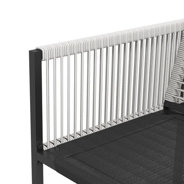 Rootz Havemøbelsæt - Udendørs spisestuesæt - Vejrbestandigt - 1 bord - 4 stole - Stålhærdet glas-tekstlinje - Lysegrå-sort - 48W x 43D x 40H cm