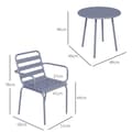 Miniatyrbild 3 av 7: Rootz Trädgårdsmöbler Set - Balkong Bistro - Soffbord - 3-delad Bistro - Hopfällbar - Modern Design - Stål - Ljusgrå - 51 x 58 x 78 cm