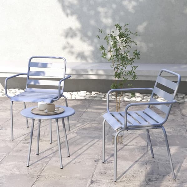 Rootz Trädgårdsmöbler Set - Balkong Bistro - Soffbord - 3-delad Bistro - Hopfällbar - Modern Design - Stål - Ljusgrå - 51 x 58 x 78 cm