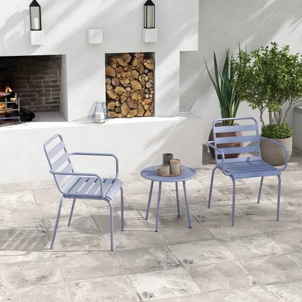 Rootz Trädgårdsmöbler Set - Balkong Bistro - Soffbord - 3-delad Bistro - Hopfällbar - Modern Design - Stål - Ljusgrå - 51 x 58 x 78 cm