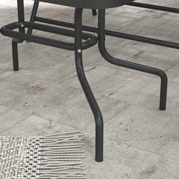 Rootz Trädgårdsmöbler Set - 2-sits - 2 hopfällbara stolar - Bord - Sits och ryggstöd i mesh som andas - Metallram - Grå + Brun - 108cm x 62cm x 85cm