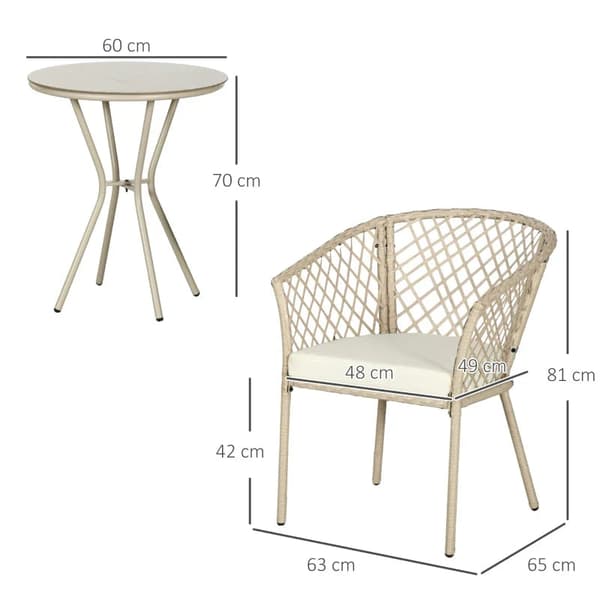 Rootz Trädgårdsmöbelset - 2 stolar - Bordshärdat - Bordsskiva i glas - Sittdynor - PE-rotting - Sittdynor - Metallram - PE-rotting-stål-polyester - Kh