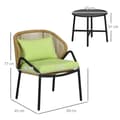 Miniatyrbillede 3 af 6: Rootz Polyrattan Havemøbler - Rattan Patio - Siddehynder - 3-delt sæde - Rygpuder - Faux Rattan - Metalramme - Polyester - Grøn - 47W x 48D cm